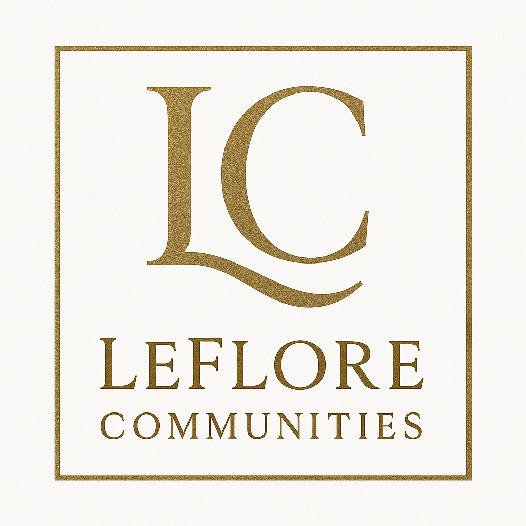 A logo with the letters "LC" in gold with the words "LEFLORE COMMUNITIES" underneath.